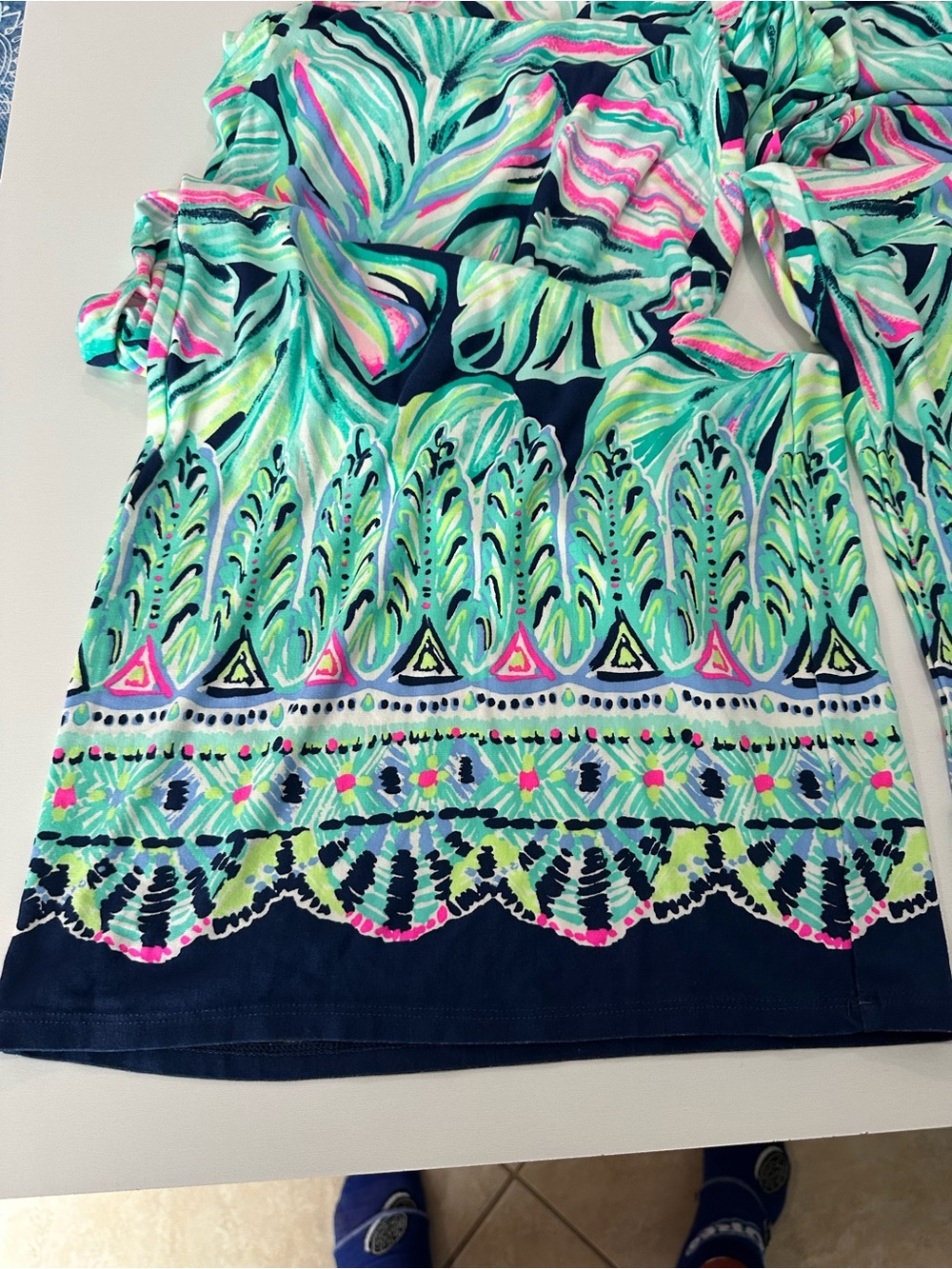 Tropical Floral  Top and Wide Leg Pants - Mint, Navy & Pink. - Picture 2 of 14